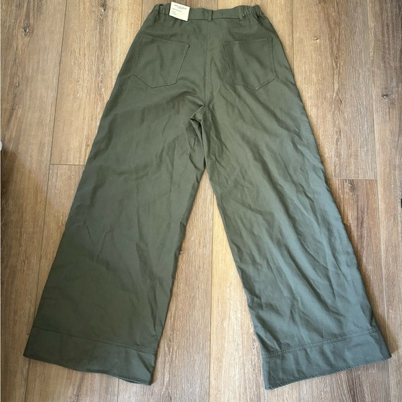 Max Studio Wide Leg Pants Mid Rise Full Length Size Medium Olive‎ Green - Picture 10 of 12
